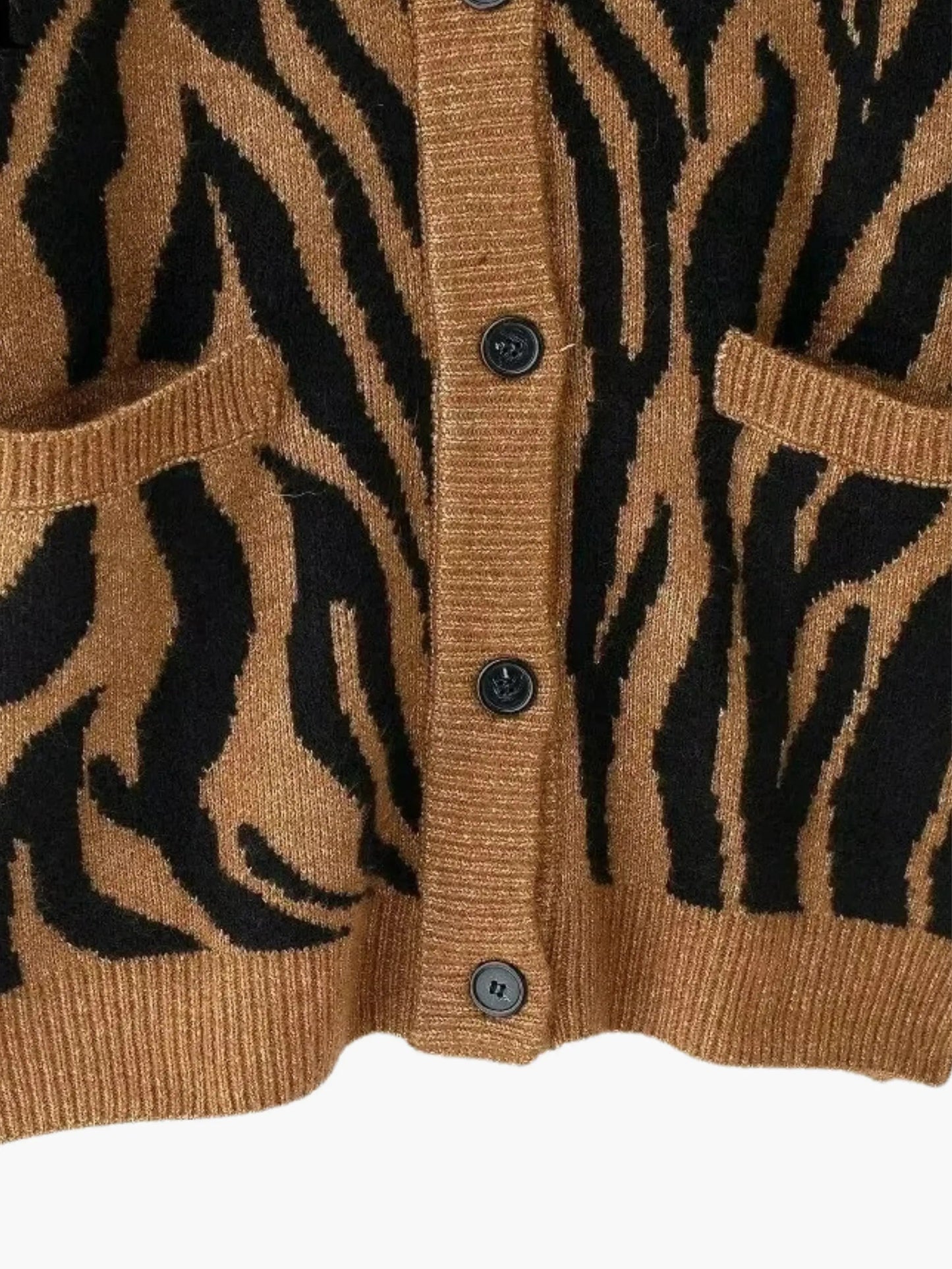Damen Zebra Strickpullover Streifenmuster
