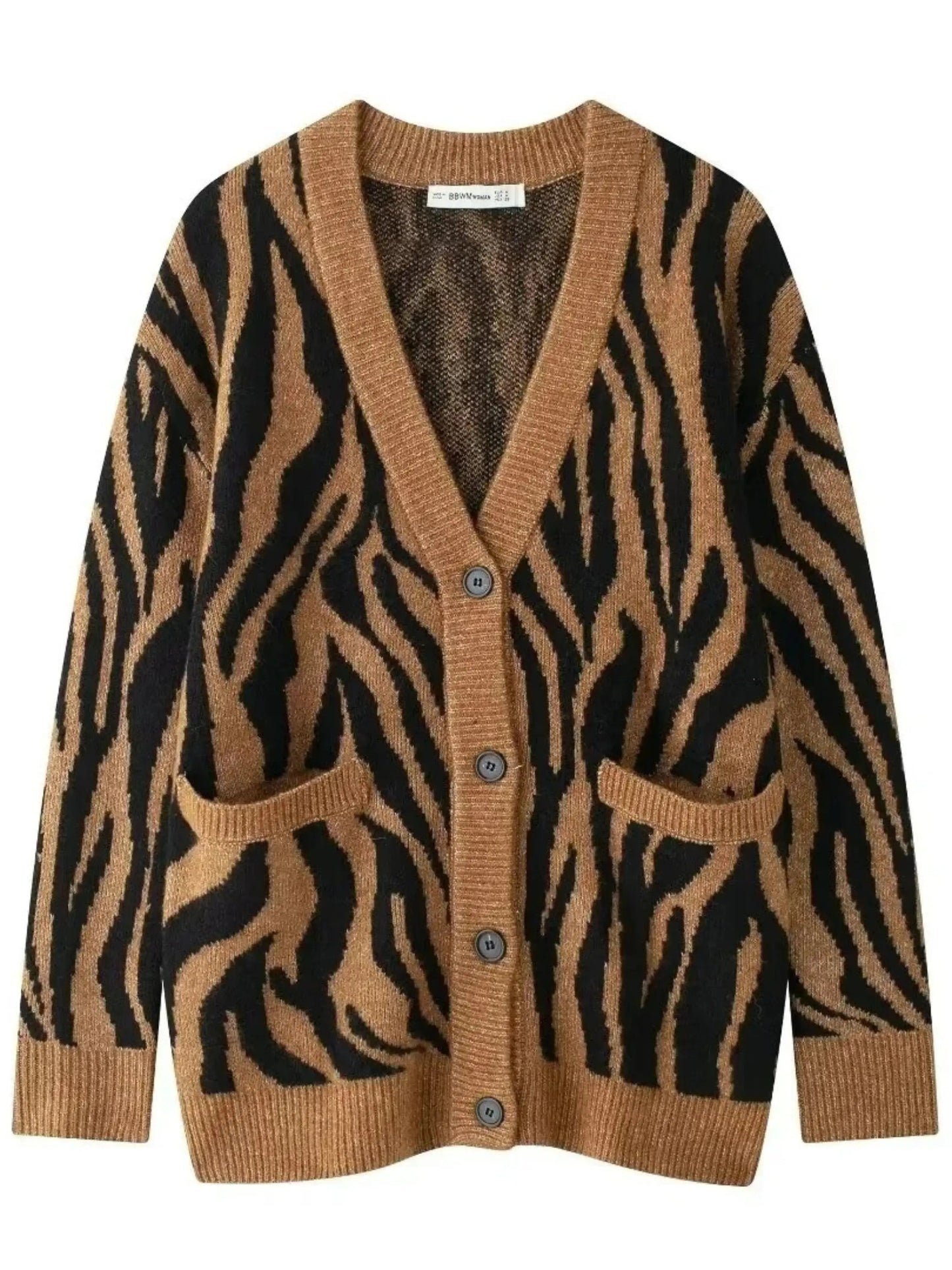 Damen Zebra Strickpullover Streifenmuster