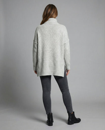 Langer Damen Strickpullover Weich Beige
