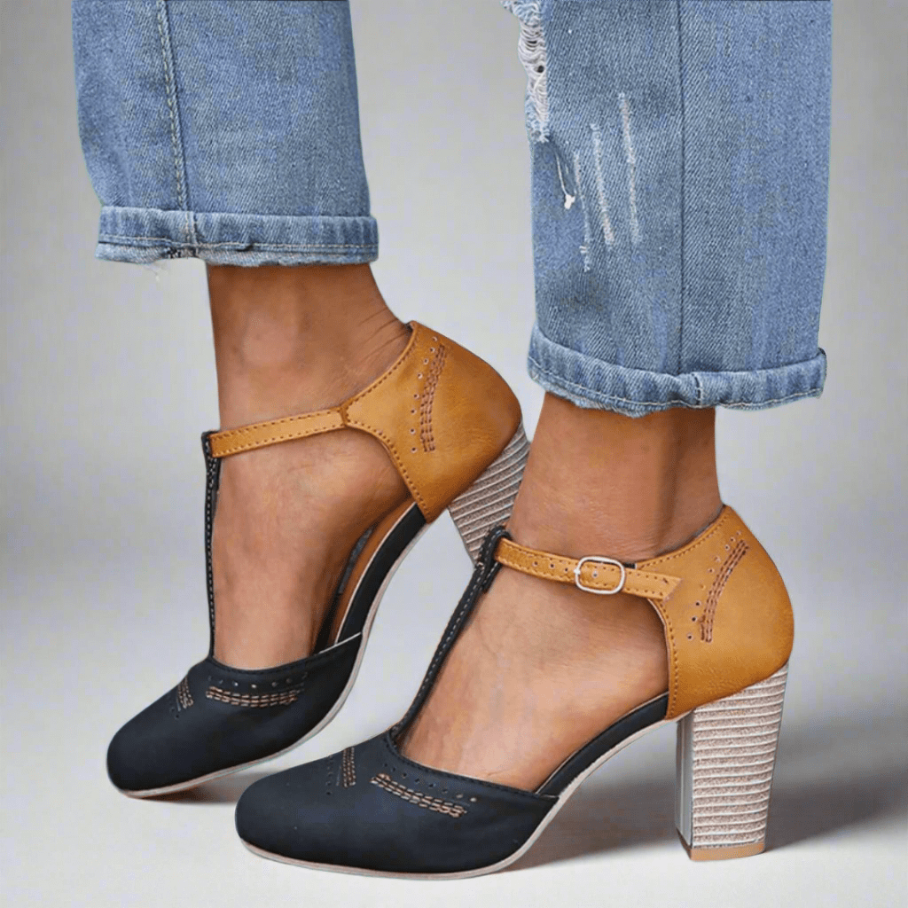 Damen Kleiderschuhe T-Riemen Blockabsatz - Eveloria