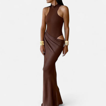 Damen Maxikleid Neckholder Cut-Out Kleid