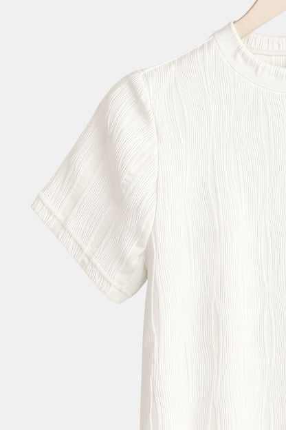 Herren Kurzarmshirt Gerippt Baumwolle Weiß