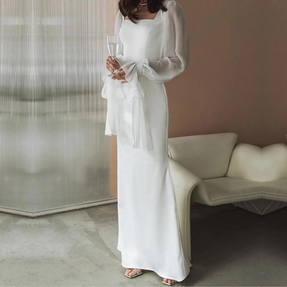 Damen Maxi Kleid Weiß Hochzeitsgäste