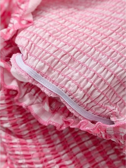 -Weiß Kariertes Damen-Sommerkleid
