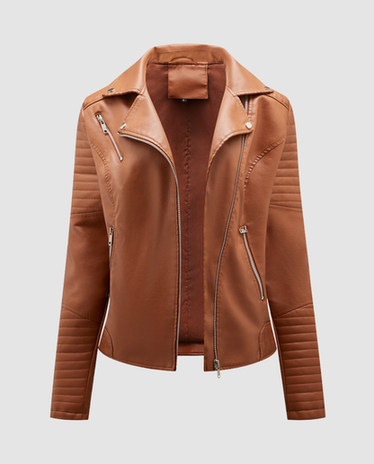 Damen Kunstlederjacke Elegantes Design