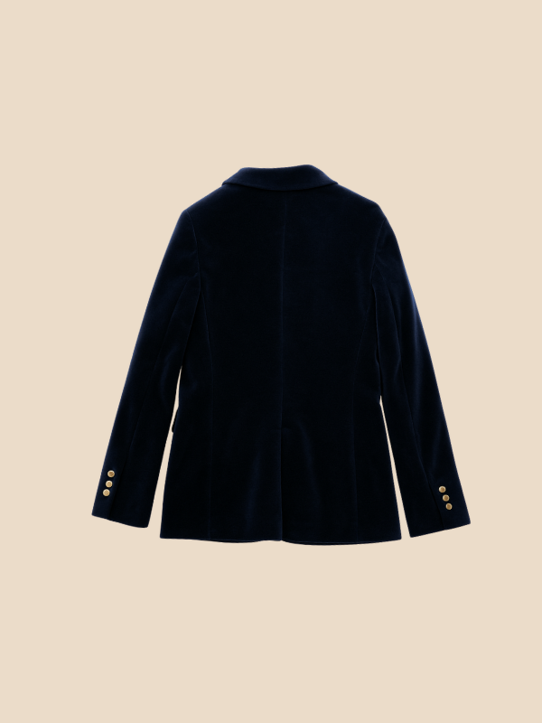 Damen Samt Blazer Reverskragen Elegant