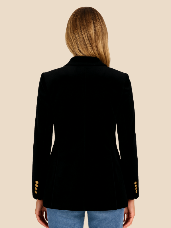 Damen Samt Blazer Reverskragen Elegant