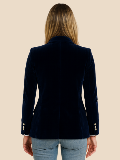 Damen Samt Blazer Reverskragen Elegant
