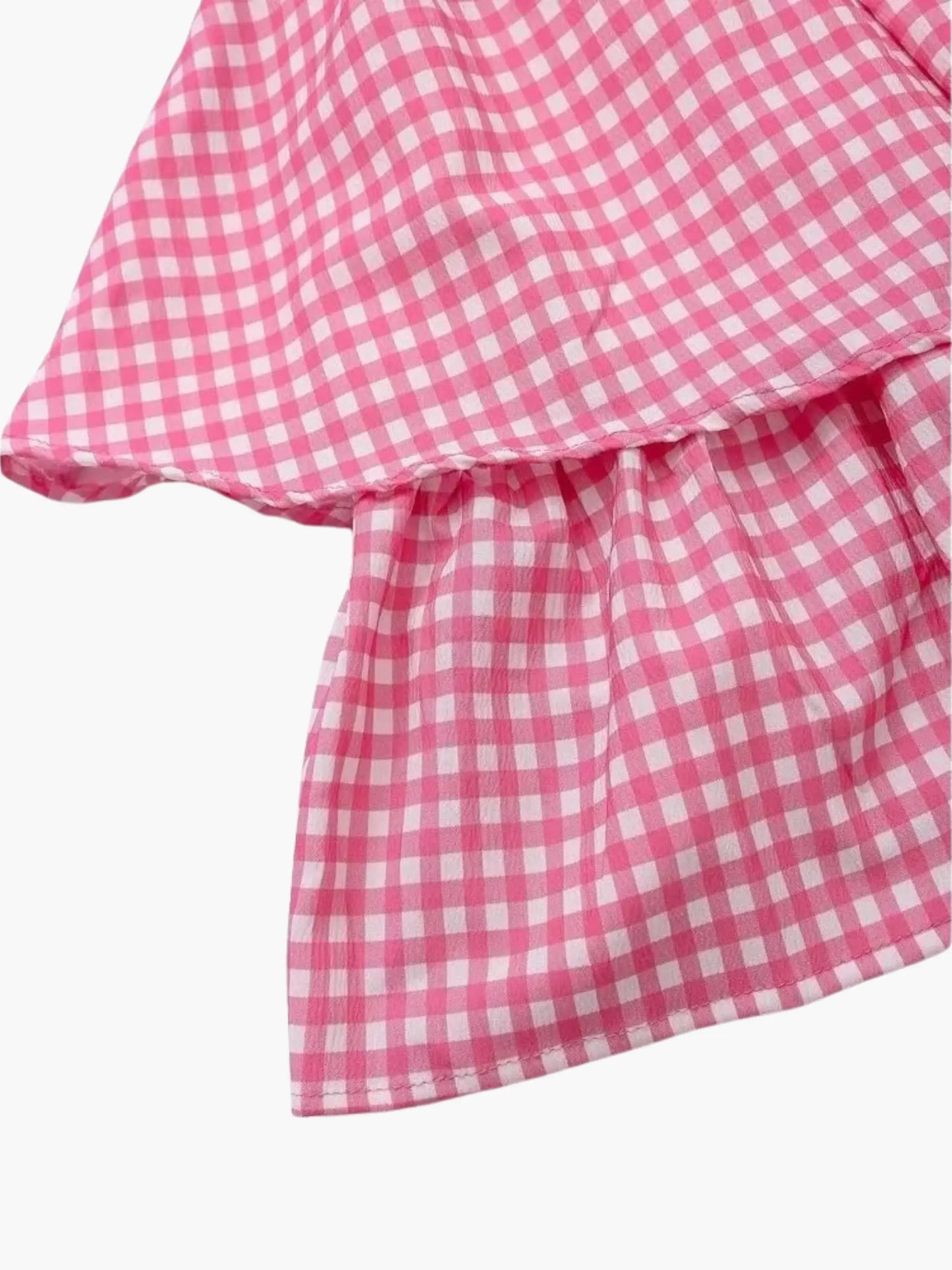 -Weiß Kariertes Damen-Sommerkleid