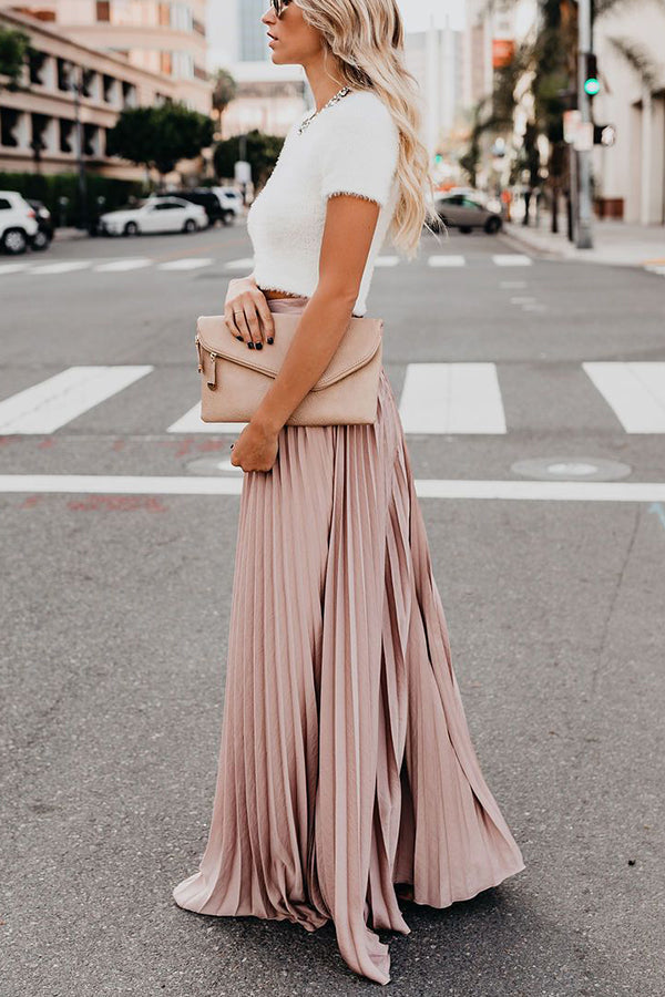 Eveloria Damen Maxi Rock Plissiert