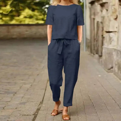 Damen Jogging Set Oversized Sweatshirt und Hochtaillierte Jogger