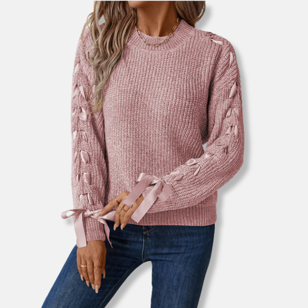 Damen Pullover Sweatshirt Lässig Weiches Strick Rundhals