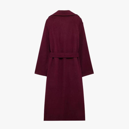 Quinty Damen Trenchcoat Bordeauxrot mit Gürtel
