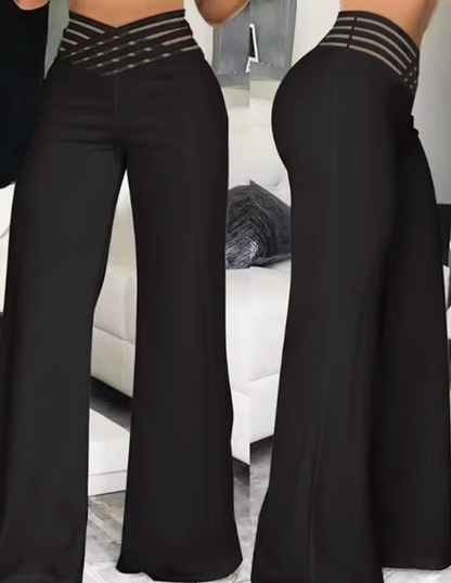 Eveloria Damen Flachbundhose Hochtailliert Überkreuzte Beine