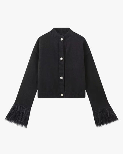 Damen Strickjacke Knöpfe Federärmel