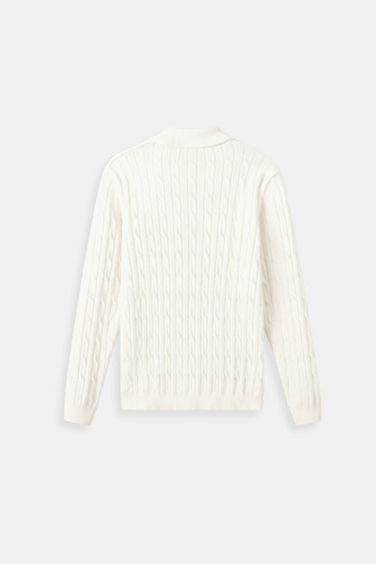 Eleganter Damen Zopfstrick Pullover Mit Reißverschluss