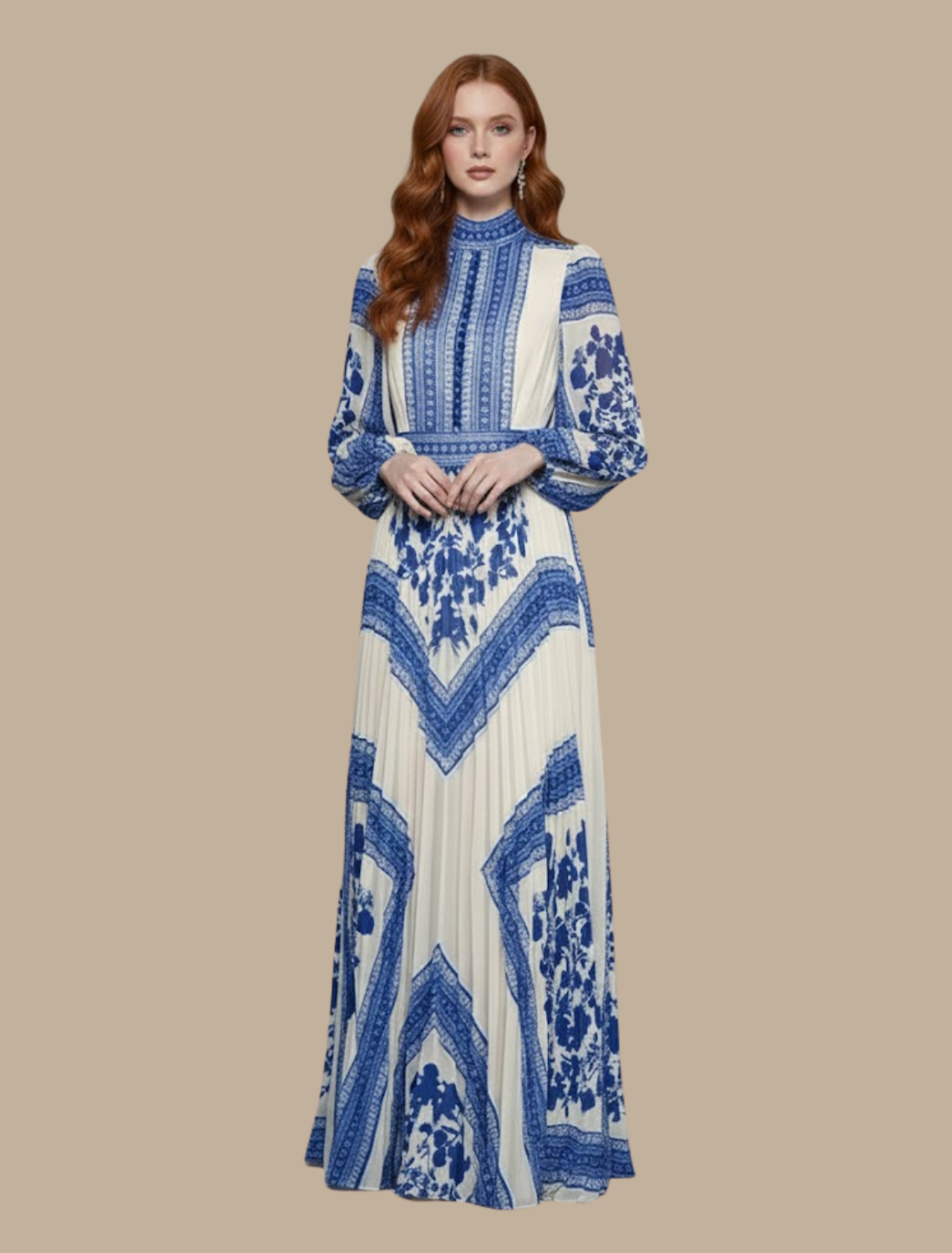 Damen Maxi-Abendkleid Plissiert