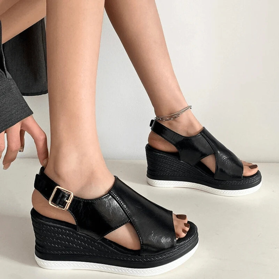 Damen Metallische Plattform Komfort Sandalen