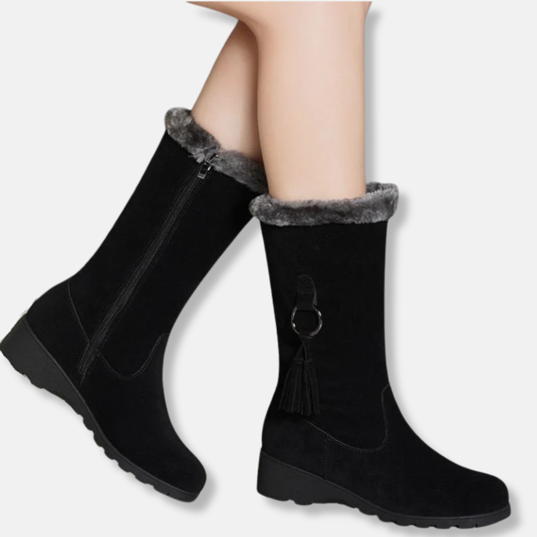 Eveloria Damen Mittelknöchel Stiefel Niedriger Keilabsatz