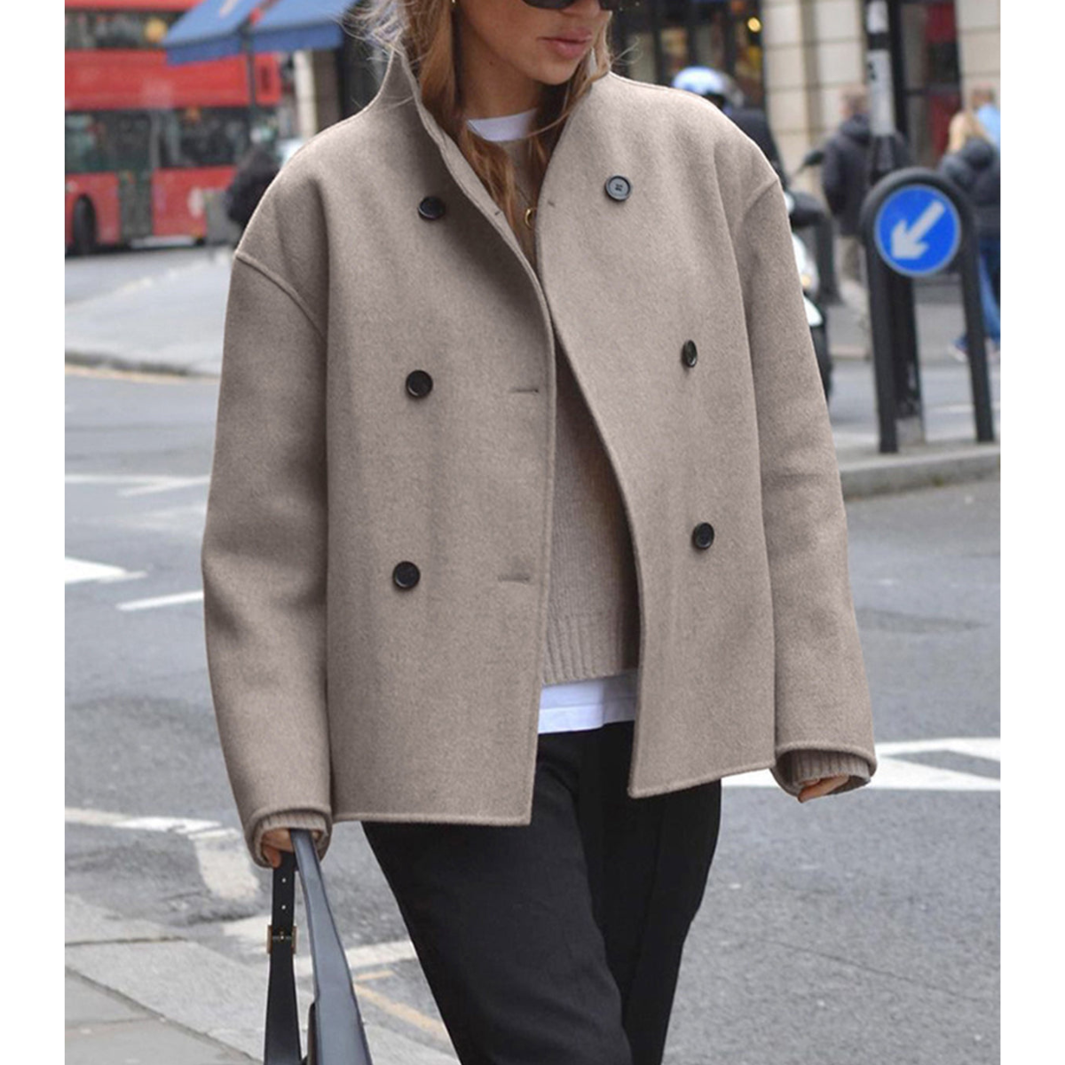 Eveloria Damen Oversized Mantel Übergangsjacke - Eveloria