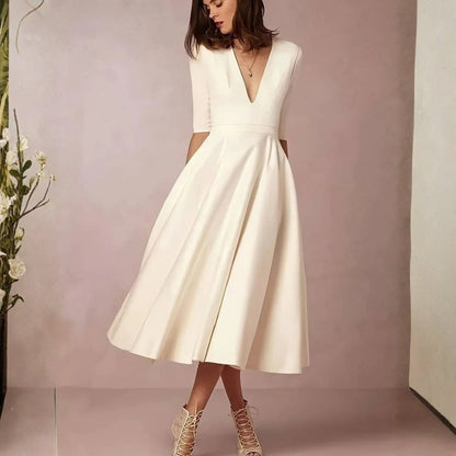 Damen Elegantes Midikleid Hochzeitsgast Ausgestellt