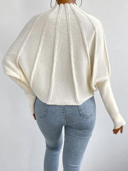 Eveloria Damen Kaschmir Strickpullover Fledermausärmel