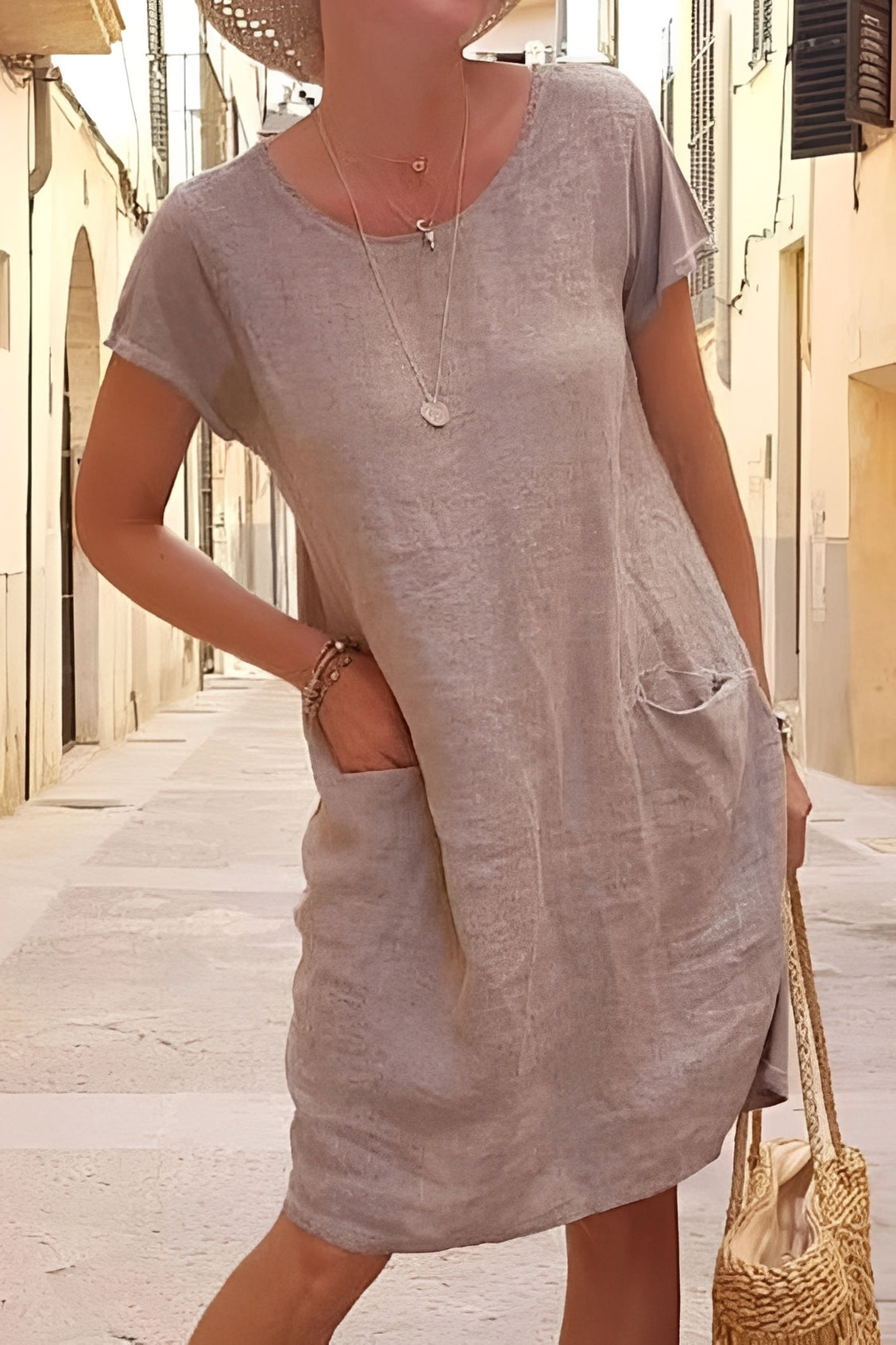 Damen Kurzarmkleid Leichtes Sommerkleid
