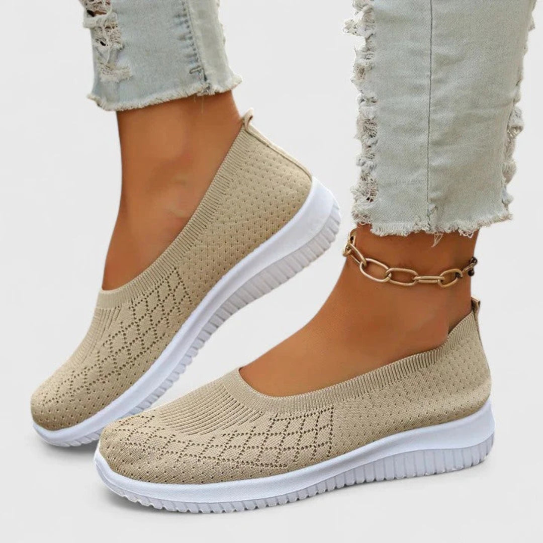 Damen Leichte Slip-On Ballerinas Strick