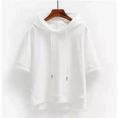Herren Kurzarm Kapuzenpullover Baumwolle Bequem Grau