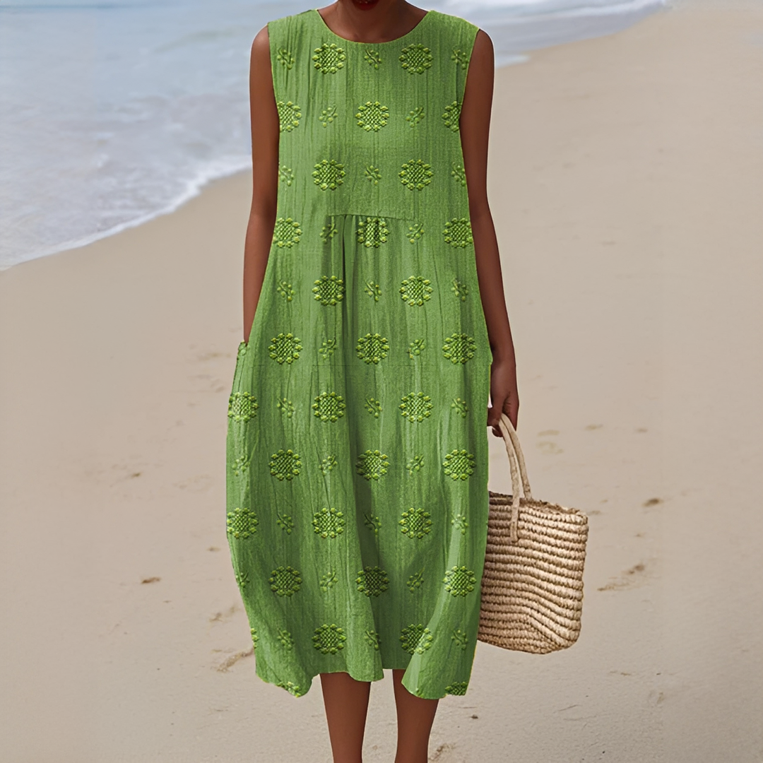 Damen Ärmelloses Sommerkleid mit Taschen Leicht Luftig