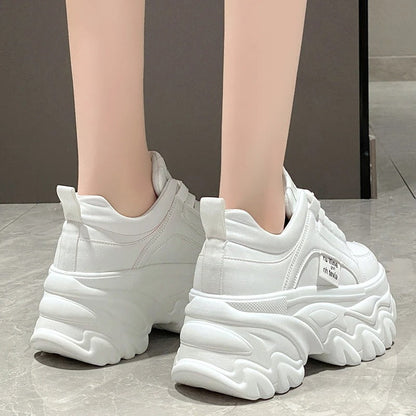 Eveloria Damen Plateau Sneaker Bequem Klobig Schwarz - Eveloria