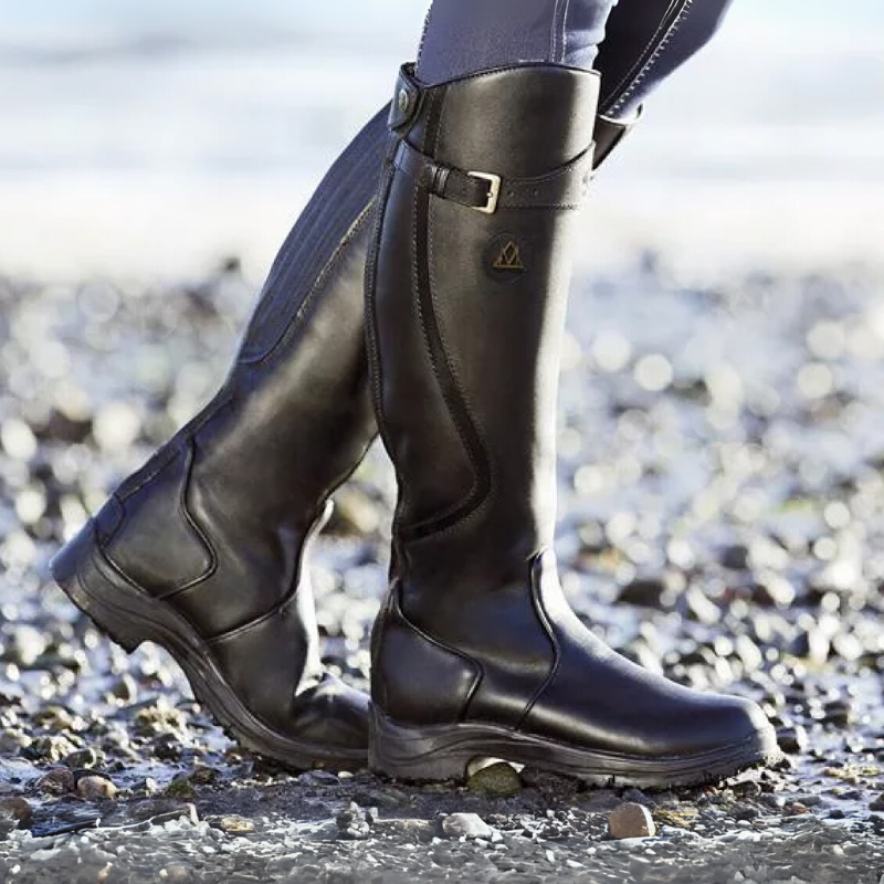 Damen Reitstiefel Kniehoch Leder Braun Vintage