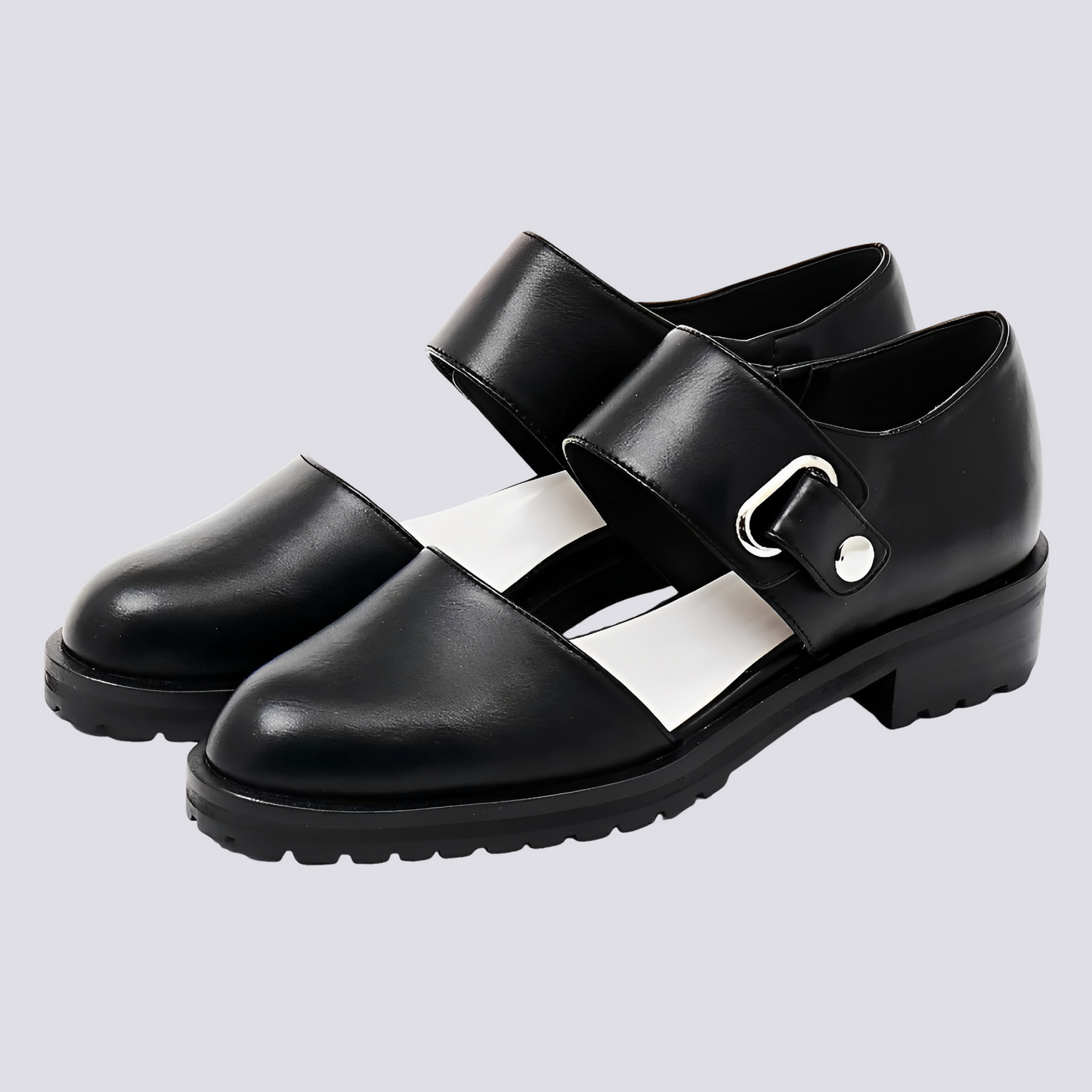 Damen Mary Jane Schuhe Schnalle Flacher Absatz