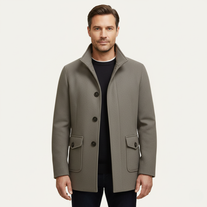 Herren Wollmantel Elegantes Design Schwarz - Eveloria