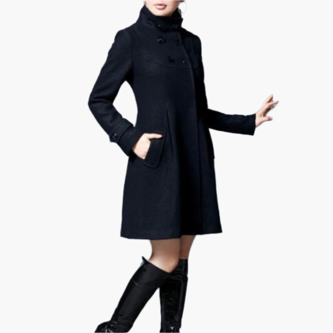 Damen Kapuzenmantel Elegant Button-Up