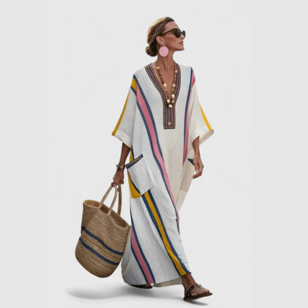 Anke Damen Maxi-Kleid V-Ausschnitt Leicht Lockeres Design