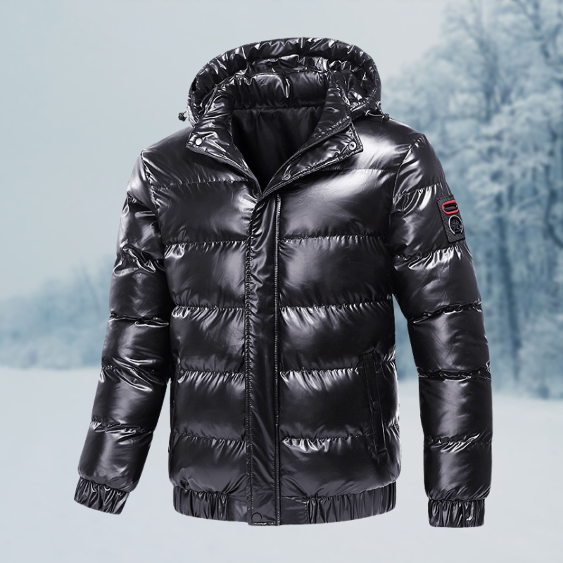 Herren Winterjacke Wasserdicht Gepolstert Steppjacke Schwarz - Eveloria