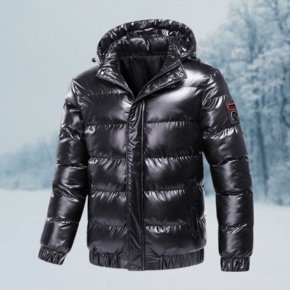 Herren Winterjacke Wasserdicht Gepolstert Steppjacke Schwarz - Eveloria