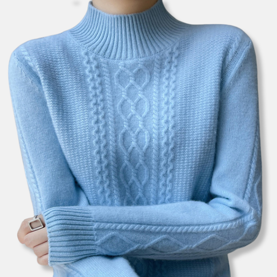 Eveloria Damen Pullover Soft-Touch Strick Lockere Passform Kabelmuster