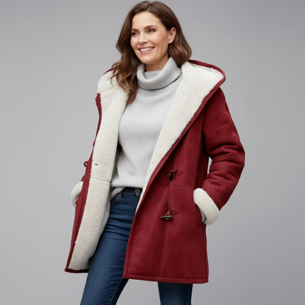 Damen Wintermantel Fleece-Futter Warm Schwarz - Eveloria