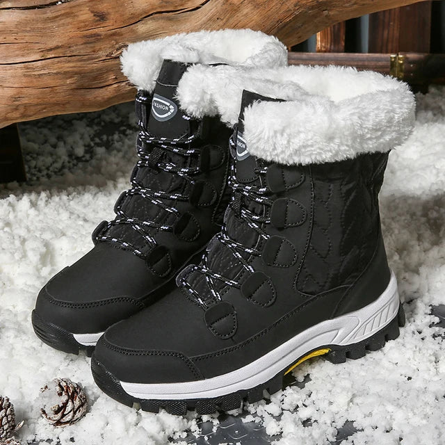 Eveloria Damen Schneestiefel Mittelhohe Steppung Kunstpelzbesatz
