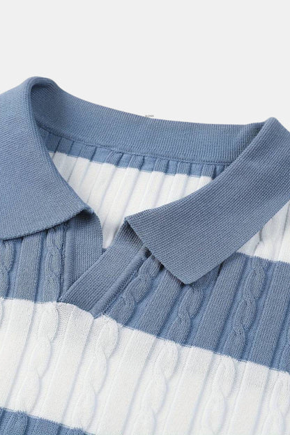 Herren Poloshirt Gestreift Kurzärmelig Sportlich