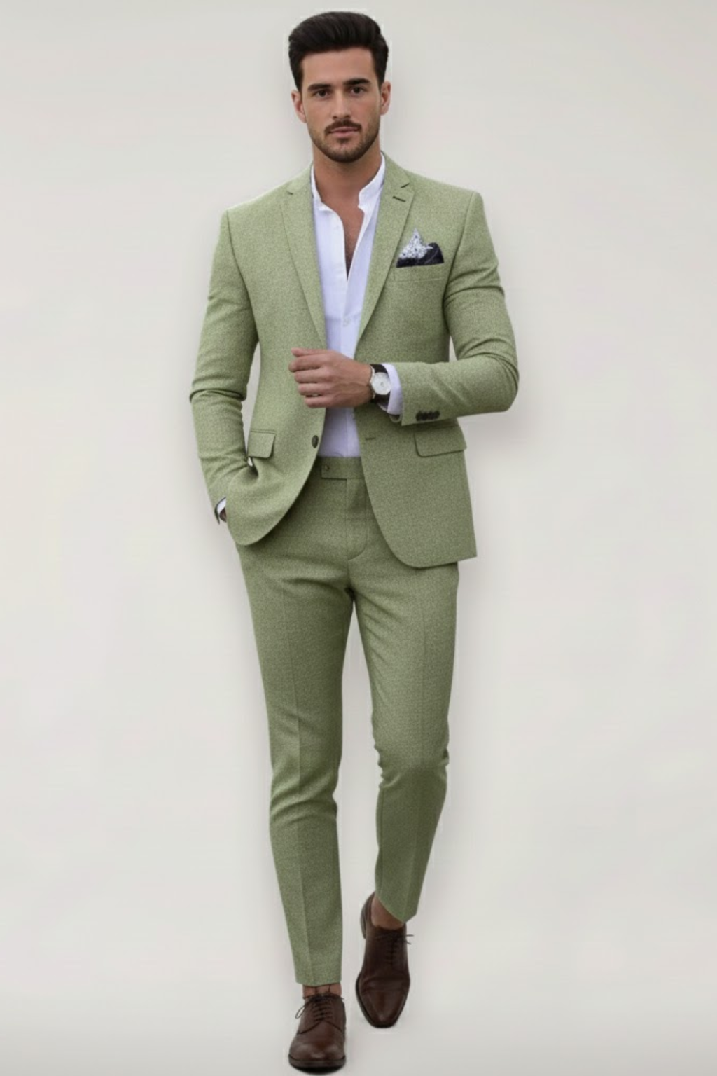 Herren Slim-Fit Zweiteiliger Anzug Frühling Formal