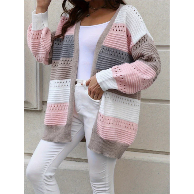 Damen Cardigan Gestreift Lockere Passform - Eveloria