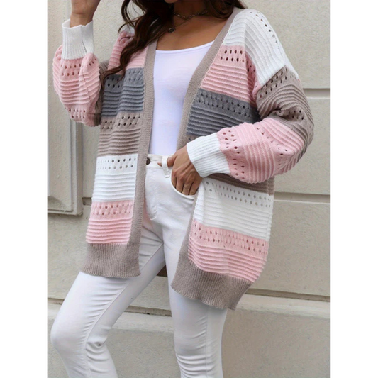 Damen Cardigan Gestreift Lockere Passform - Eveloria