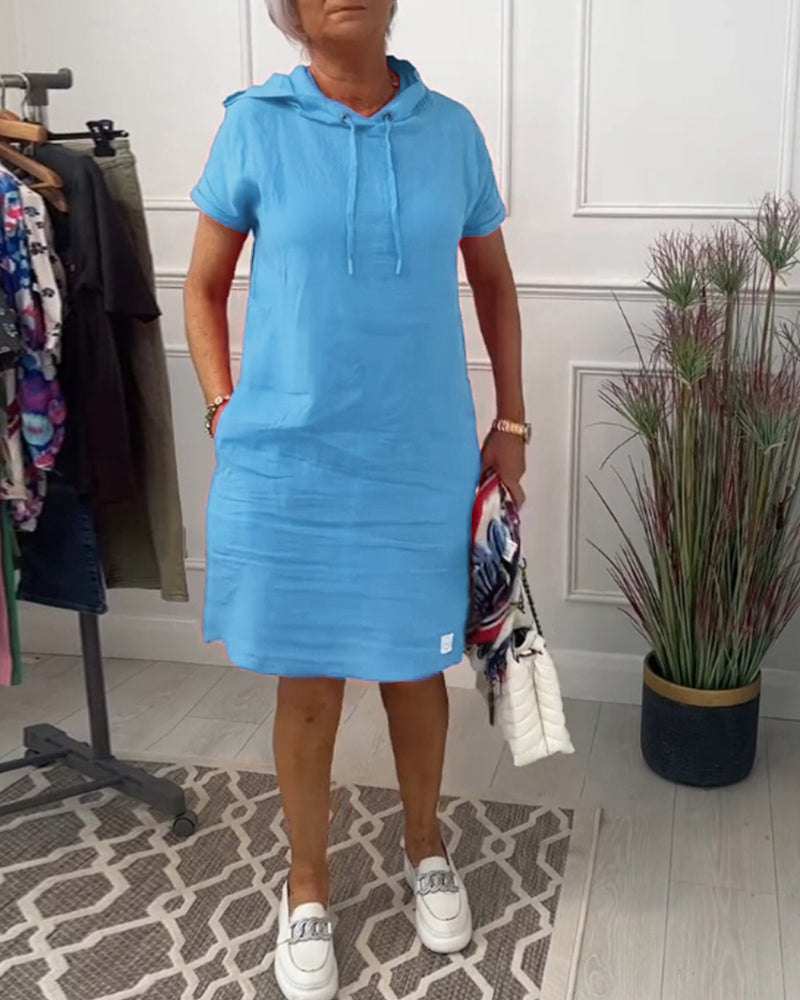 Eveloria Damen Freizeitkleid Kurzärmelig Mit Kapuze