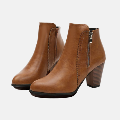 Damen Stiefeletten Kunstleder Mandelform Reißverschluss