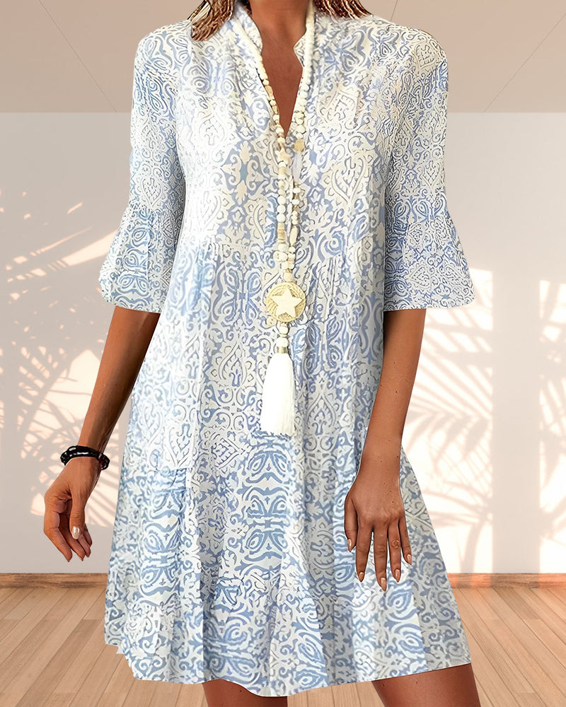 Eveloria Damenkleid Print Halbarm