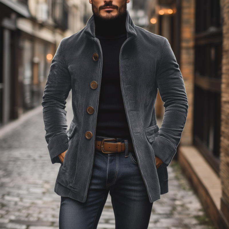 Herren Samtjacke Stehkragen Elegant
