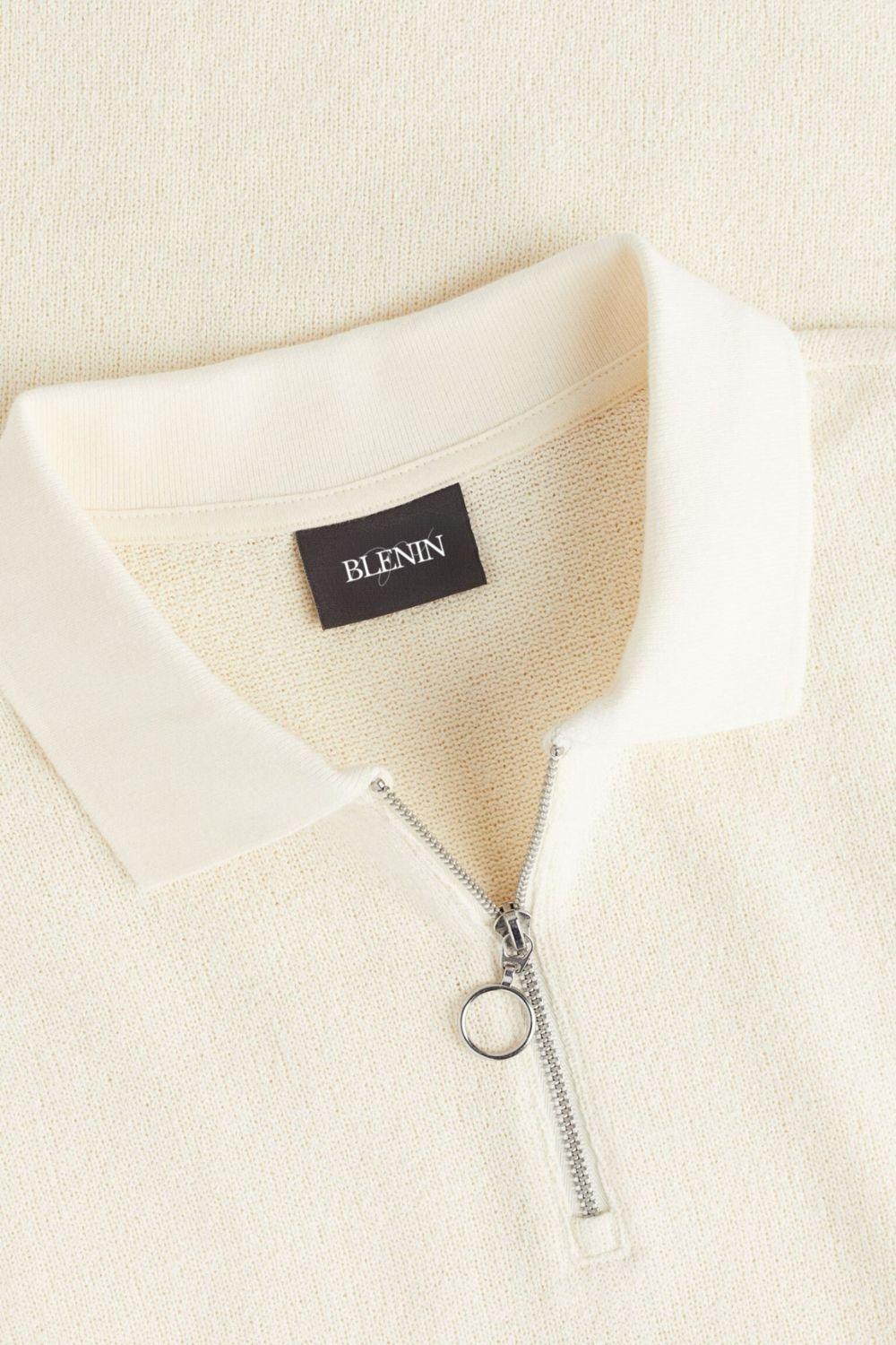 Herren Poloshirt Strick Reißverschluss Modern